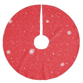 Eenvoudige Sneeuwvlokken op ROOD Kerstboom Rok