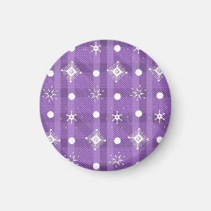 Eenvoudige Sneeuwvlokken Paarse Geruite Patroon Magneet