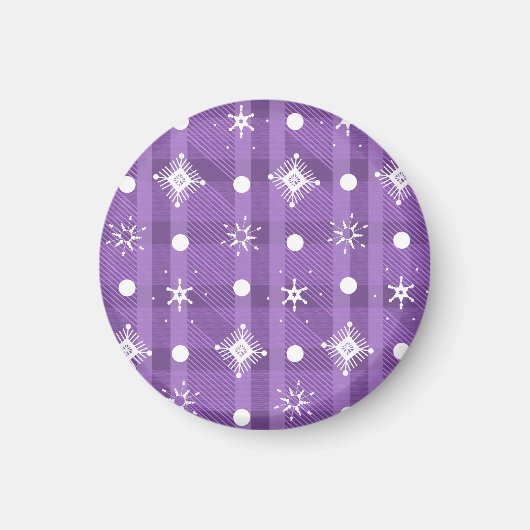 Eenvoudige Sneeuwvlokken Paarse Geruite Patroon Magneet (Voorkant)