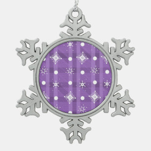 Eenvoudige Sneeuwvlokken Paarse Geruite Patroon Tin Sneeuwvlok Ornament