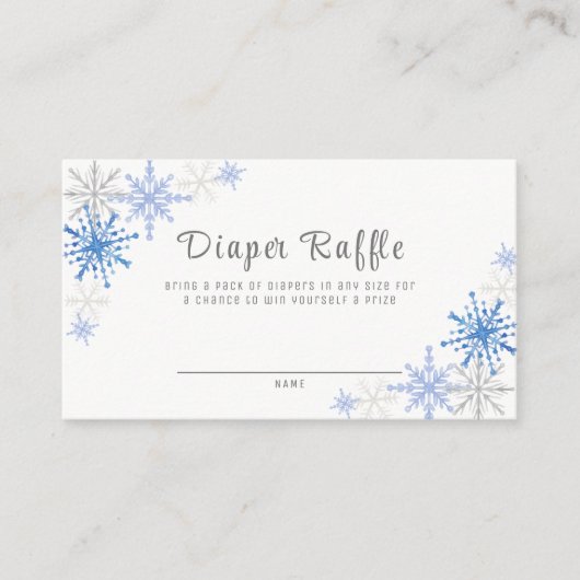 Eenvoudige Sneeuwvlokken Winter Luier Raffle Douch Informatiekaartje (Voorkant)