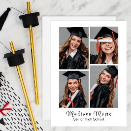 Eenvoudige SNELLE PRINT 4 FOTO Afstudeeraankondigi Aankondiging