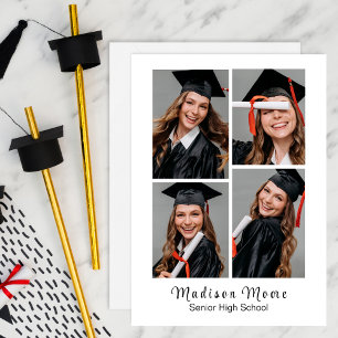 Eenvoudige SNELLE PRINT 4 FOTO Afstudeeraankondigi Aankondiging