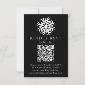Eenvoudige Snowflake Black QR Code Wedding RSVP Kaartje (Voorkant)