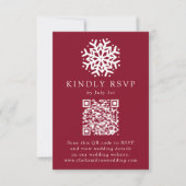 Eenvoudige Snowflake Bourgondië QR Code Wedding RSVP Kaartje (Voorkant)