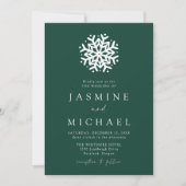 Eenvoudige Snowflake Green Wedding Kaart (Voorkant)