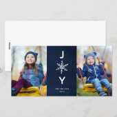 Eenvoudige Snowflake Joy Holiday 2-fotokaart Feestdagenkaart (Voorkant / Achterkant)
