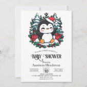 Eenvoudige Snowflake Penguin Baby shower Kaart (Voorkant)