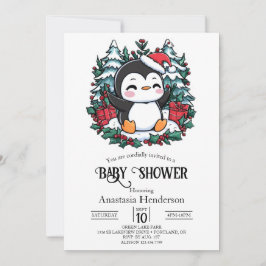 Eenvoudige Snowflake Penguin Baby shower Kaart