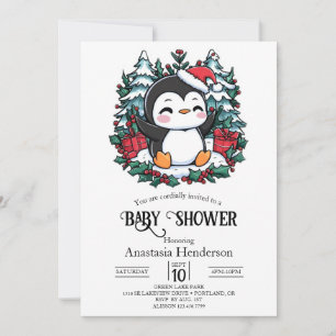 Eenvoudige Snowflake Penguin Baby shower Kaart