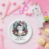 Eenvoudige Snowflake Penguin Baby shower Papieren Bordje (Feest)