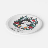 Eenvoudige Snowflake Penguin Baby shower Papieren Bordje (Gekanteld)