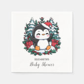 Eenvoudige Snowflake Penguin Baby shower Servet (Voorkant)