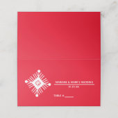Eenvoudige Snowflake Red White Kerstbruiloft Logo Plaatskaartje (Buitenkant ongevouwen)
