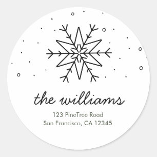Eenvoudige Snowflake Return Address Sticker