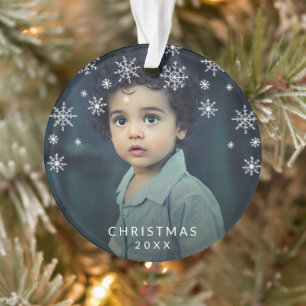 Eenvoudige Snowflakes Kute Photo met Kerstmis Ornament