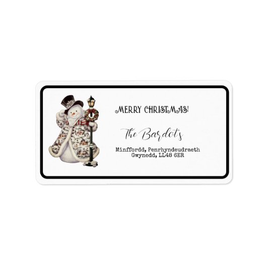 Eenvoudige Snowman Lamp Post Etiket (Voorkant)