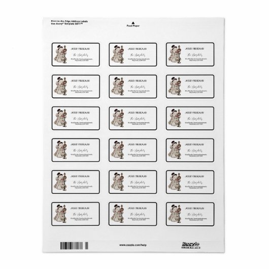 Eenvoudige Snowman Lamp Post Etiket (Full Sheet)