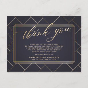 Eenvoudige Soft Black & Gold Calligrafie begrafeni Briefkaart