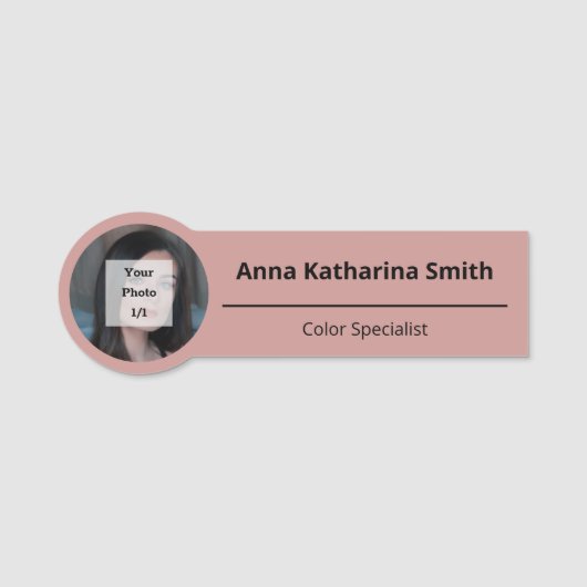 Eenvoudige Soft Pink Profile Afbeelding Expertise Naamplaatje (Voorkant)