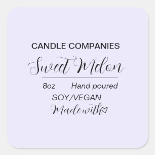Eenvoudige Soja Veganische Kaarsenmaker Bedrijf Vierkante Sticker
