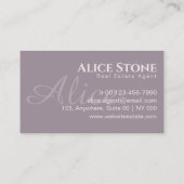 Eenvoudige Sophisticated Mauve Pastel Classic Visitekaartje (Achterkant)