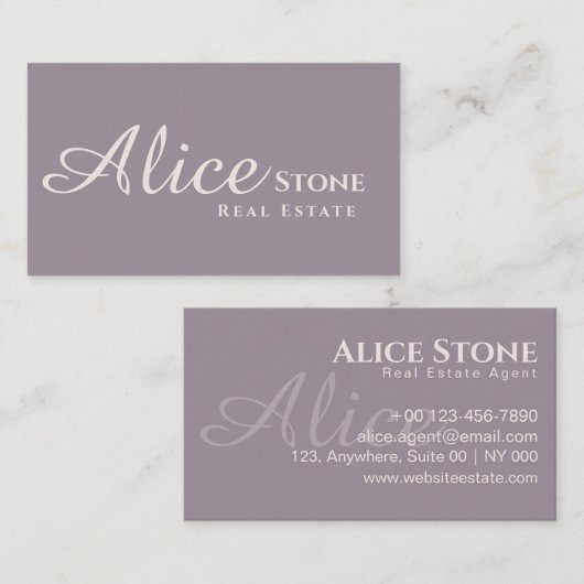 Eenvoudige Sophisticated Mauve Pastel Classic Visitekaartje (Voorkant / Achterkant)