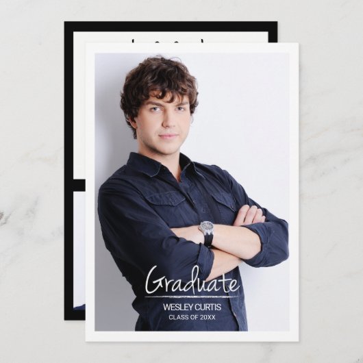 Eenvoudige Sophisticatie, afstudeeraankondigingen Kaart (Voorkant / Achterkant)