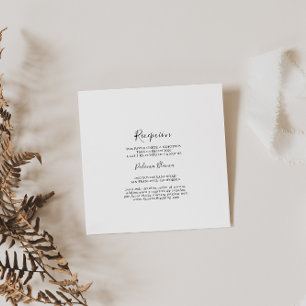 Eenvoudige Spaanse huwelijksreceptie Informatiekaartje