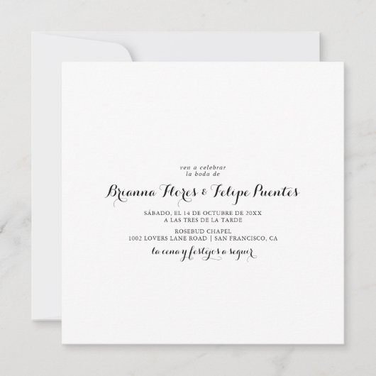 Eenvoudige Spaanse Square Boda Kaart (Voorkant)