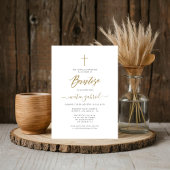 Eenvoudige Spaanse Uitnodiging Voor Doopfeest Goud