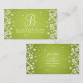 Eenvoudige sparkle Monogram Lime Green Visitekaartje (Voorkant / Achterkant)