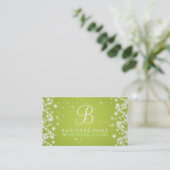 Eenvoudige sparkle Monogram Lime Green Visitekaartje (Staand voorkant)