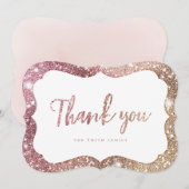 Eenvoudige sparkle roos gouden glitter dank u kaart (Voorkant / Achterkant)