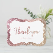 Eenvoudige sparkle roos gouden glitter dank u kaart (Staand voorkant)