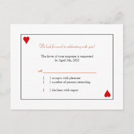 Eenvoudige Speelkaarten Bruiloft RSVP Uitnodiging Briefkaart