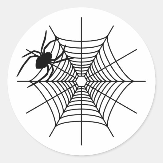 Eenvoudige spin en wat spinnenweb Halloween Ronde Sticker (Voorkant)