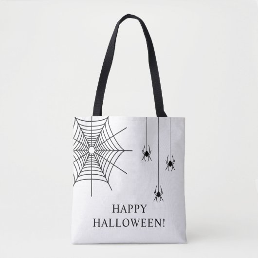 Eenvoudige Spinnen en Spiderweb Happy Halloween Tote Bag (Voorkant)