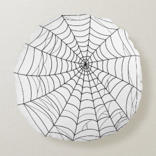 Eenvoudige Spinnenweb Cobweb Lijnkunst Halloween Rond Kussen