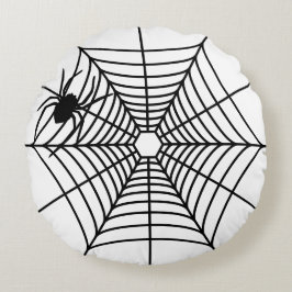 Eenvoudige Spinnenweb Met Silhouet van Spin Hallow Rond Kussen