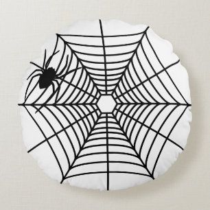 Eenvoudige Spinnenweb Met Silhouet van Spin Hallow Rond Kussen