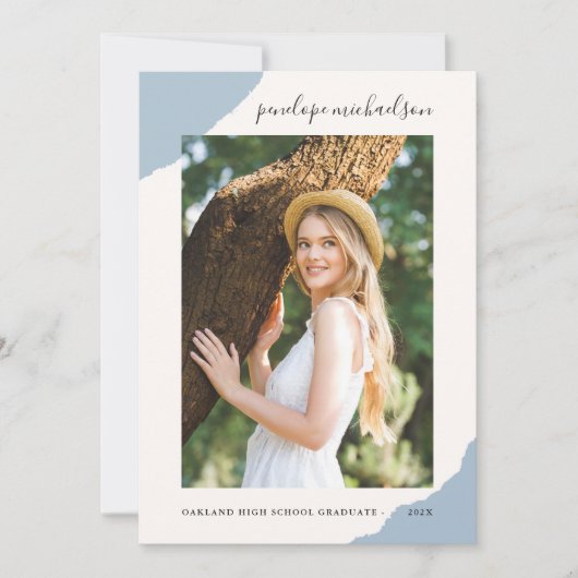 Eenvoudige Splashes Blue Photo Graduparty Kaart (Voorkant)