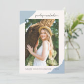 Eenvoudige Splashes Blue Photo Graduparty Kaart (Staand voorkant)