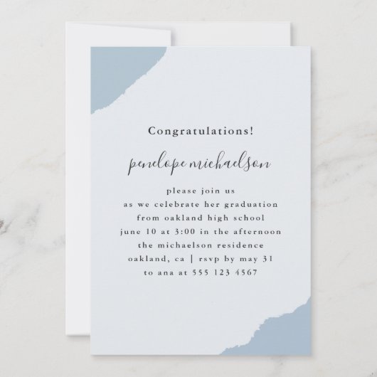 Eenvoudige Splashes Blue Photo Graduparty Kaart (Achterkant)