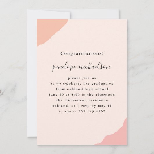 Eenvoudige Splashes Roze Fotogradatie Partij Kaart (Achterkant)