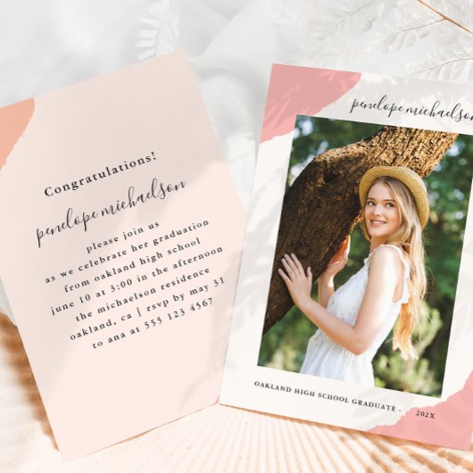 Eenvoudige Splashes Roze Fotogradatie Partij Kaart