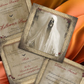 Eenvoudige spookachtige geest Halloween Drieluik Uitnodiging