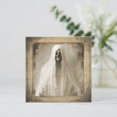 Eenvoudige spookachtige geest volwassen Halloween Kaart (Staand voorkant)