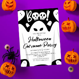 Eenvoudige Spooky Boo Ghost Halloween Kostuumfeest Kaart