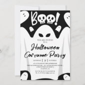 Eenvoudige Spooky Boo Ghost Halloween Kostuumfeest Kaart (Voorkant)